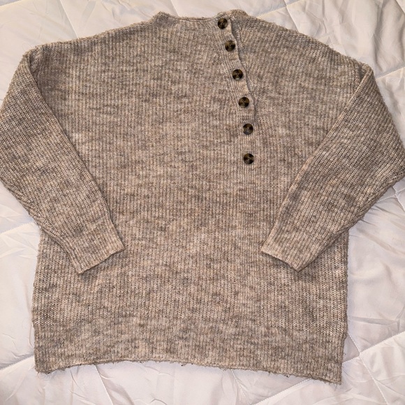 FRNCH Paris La Maille Oatmeal Button Knit Sweater - Picture 2 of 7